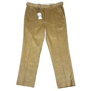 Peter Christian Corduroy Pants Men 40x30 Camel Pleated Straight Leg Preppy NEW